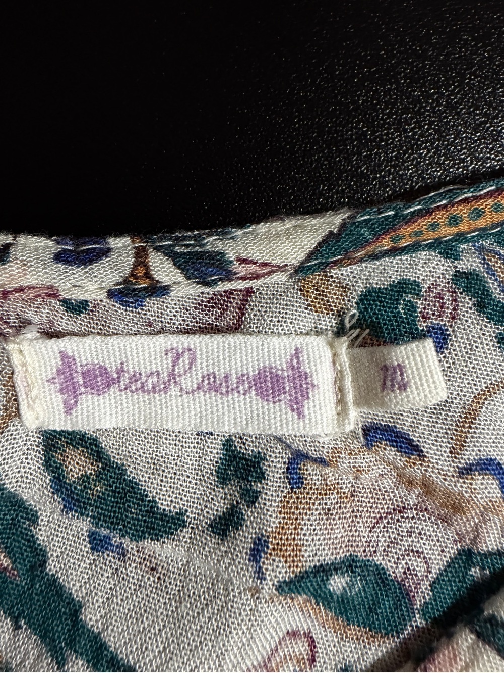 teaRose Floral Boho Tie Front Blouse M V Neck Back Zip Cottagecore - Picture 9 of 11